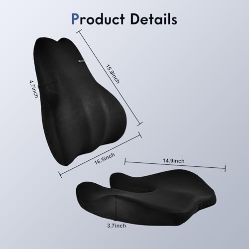 Memory Foam Car Seat Cushion and Lumbar Support Pillow for Car