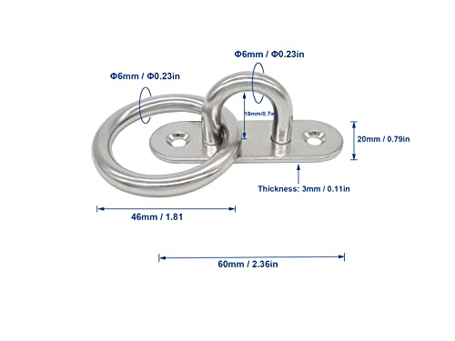 Stainless Steel Ceiling Hooks & Wall Hangers with Rings (4 Count)