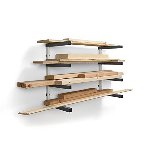 4 Level Lumber Storage Rack Wood and Garage Organization Space Saving Metal Shelf for Pipes