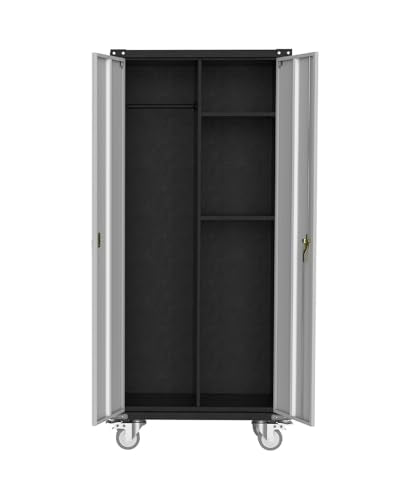 71" Black Metal Storage Cabinet with Lock
