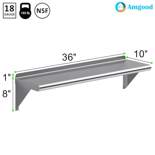 10 in. x 36 in. Stainless Steel Wall Mount Shelf