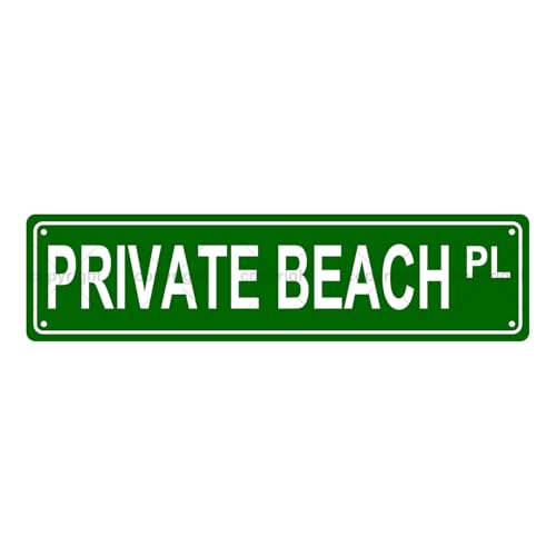 PRIVATE BEACH PL SPACE Metal Tin Street Sign Bar Cafe Garage Cave Home Room Wall Bathroom Farmhouse Garden Porch Patio Decor