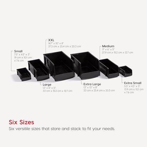 15-Pack, Extra Small Stackable Storage Bins, Black (15 Count)