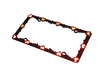 3D Daisy Heart License Plate Frame from Pure Zinc Alloy Metal Perfect Plate Holder