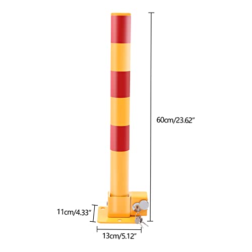 Spring Parking Post Wall Mount Parking Barrier with Lock Folding Metal Parking Obstacle Piles with Warning Stripes Driveway Parking Interceptor Bollard for Parking Lot