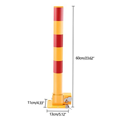 Spring Parking Post Wall Mount Parking Barrier with Lock Folding Metal Parking Obstacle Piles with Warning Stripes Driveway Parking Interceptor Bollard for Parking Lot
