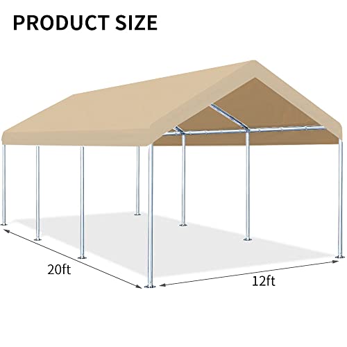 12'x20' Carport Canopy Replacement Cover Beige