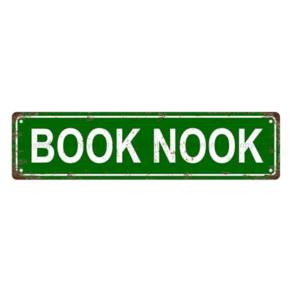 BOOK NOOK SPACE Metal Tin Street Sign Bar Cafe Garage Cave Home Room Wall Bathroom Farmhouse Garden Porch Patio Decor