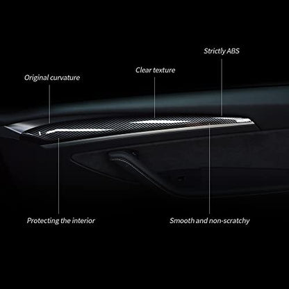 Dashboard Cover Wrap and Front Door Inner Armrest Panel Cover Trim Compatible with Tesla Model 3 2021