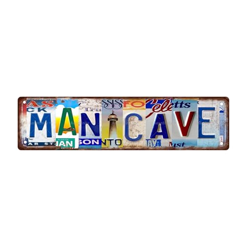 MAN CAVE Vintage Metal Tin Street Sign Bar Cafe Garage Cave Home Room Wall Bathroom Farmhouse Garden Porch Patio Decor