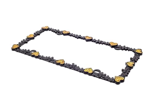 3D Shining Daisy Heart License Plate Frame from Pure Zinc Alloy Metal Perfect Plate Holder