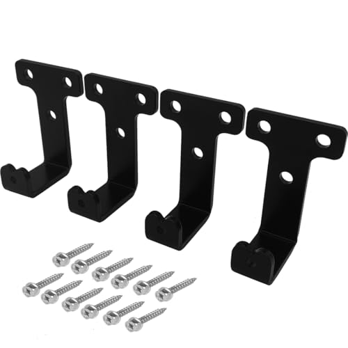 4 PCS black heavy duty metal flat j hooks for hanging 180 lbs (4 Count)