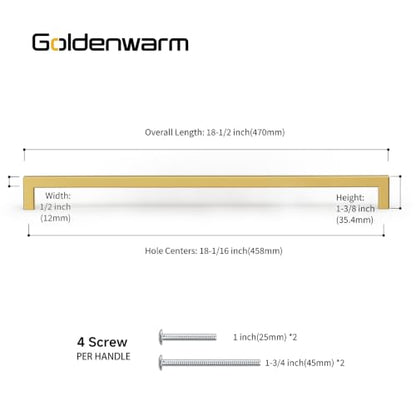 5 Pack Gold Cabinet Handles 18 Inch Brushed Brass Drawer Pulls