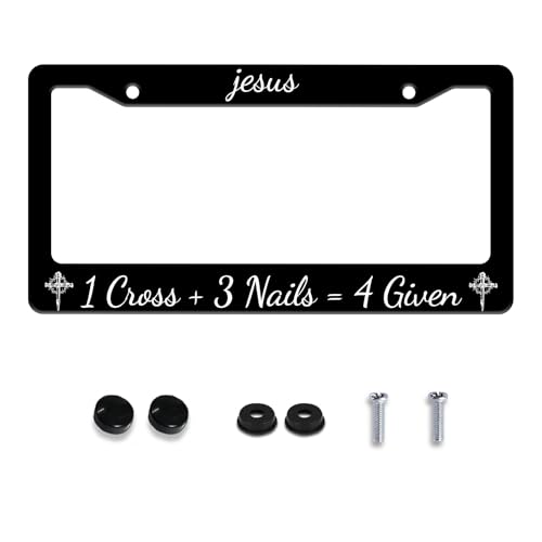 Jesus 1 Cross + 3 Nails = 4 Given License Plate Frame Stainless Steel