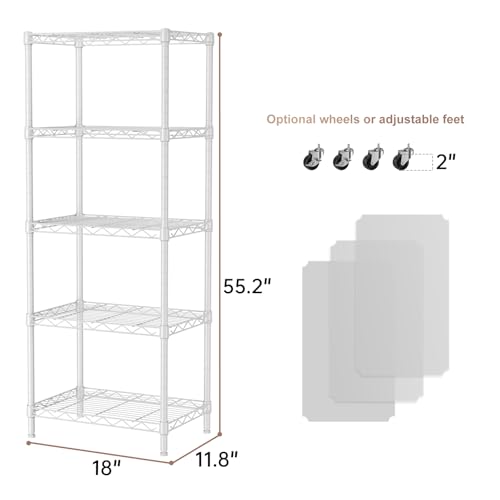 5 Small Wire Shelves Kitchen Pantry Close Home Organizers and Storage Bathroom Shelf Laundry Room Organization Adjustable Book Metal Garage Shelving Unit