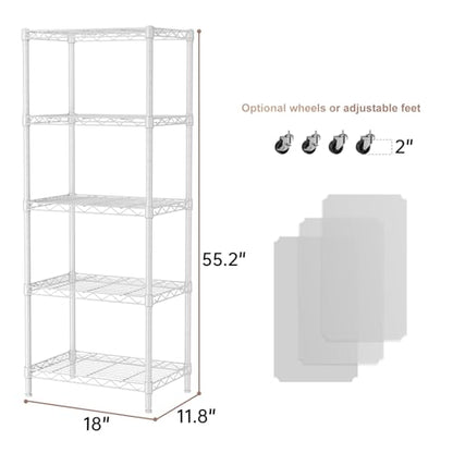 5 Small Wire Shelves Kitchen Pantry Close Home Organizers and Storage Bathroom Shelf Laundry Room Organization Adjustable Book Metal Garage Shelving Unit