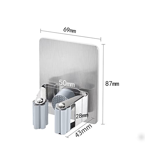 4 Pack Stainless Steel Mop Broom Holder Organizer (4 Count)