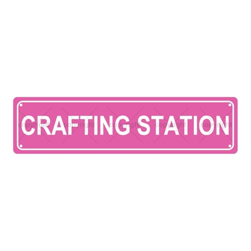 CRAFTING STATION SPACE Metal Tin Street Sign Bar Cafe Garage Cave Home Room Wall Bathroom Farmhouse Garden Porch Patio Decor