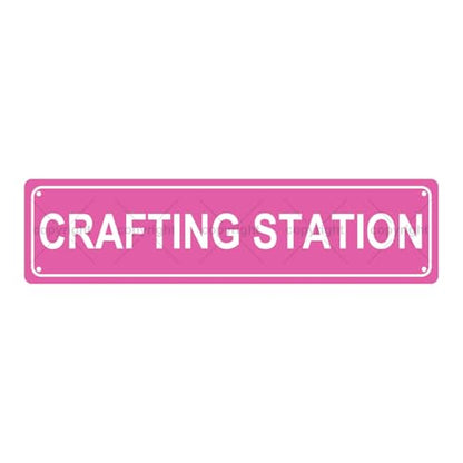 CRAFTING STATION SPACE Metal Tin Street Sign Bar Cafe Garage Cave Home Room Wall Bathroom Farmhouse Garden Porch Patio Decor