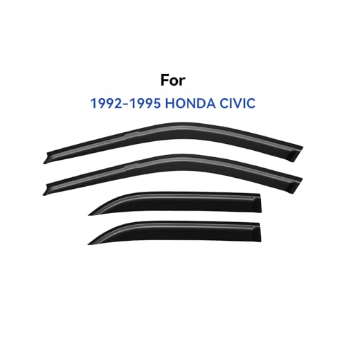 Window Visors Rain Guards for 1992 1993 1994 1995 Honda Civic Sedan (4 Count)