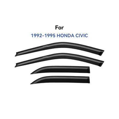Window Visors Rain Guards for 1992 1993 1994 1995 Honda Civic Sedan (4 Count)