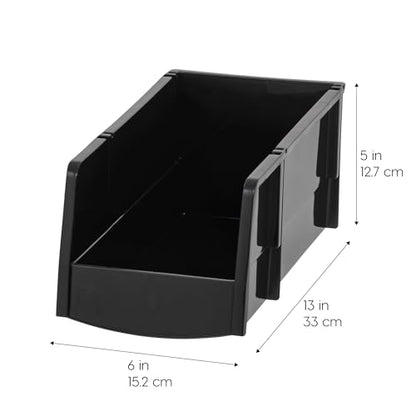 8-Pack, Large Stackable Storage Bins, Black (8 Count)