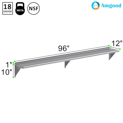12 in. x 96 in. Stainless Steel Wall Mount Shelf