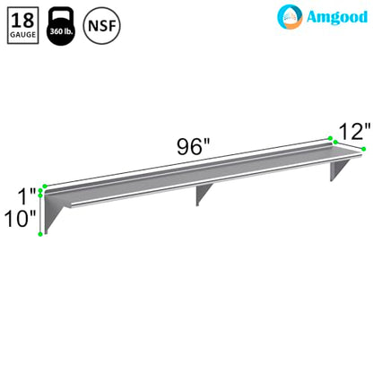 12 in. x 96 in. Stainless Steel Wall Mount Shelf