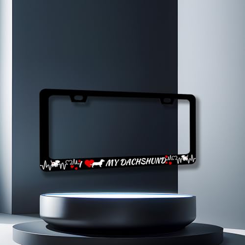 Stainless Steel I Love My Dachshund License Plate Frame 12.2 x 6.2 Inch