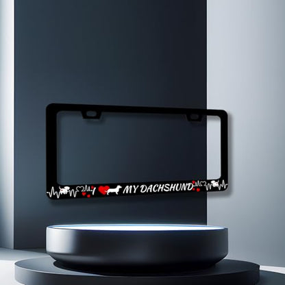 Stainless Steel I Love My Dachshund License Plate Frame 12.2 x 6.2 Inch