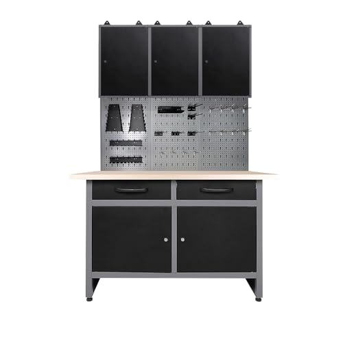 Workshop Tool Cabinet Set System with Wood Worktop