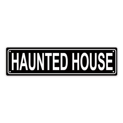 HAUNTED HOUSE SPACE Metal Tin Street Sign Bar Cafe Garage Cave Home Room Wall Bathroom Farmhouse Garden Porch Patio Decor