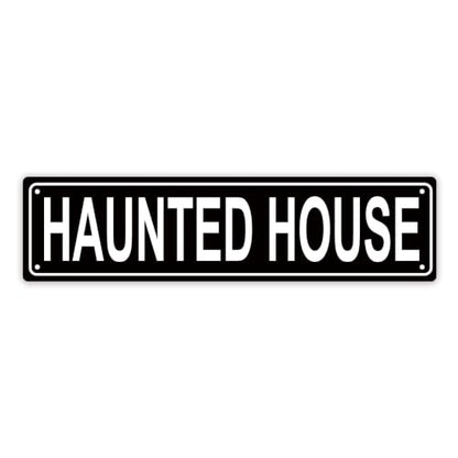 HAUNTED HOUSE SPACE Metal Tin Street Sign Bar Cafe Garage Cave Home Room Wall Bathroom Farmhouse Garden Porch Patio Decor