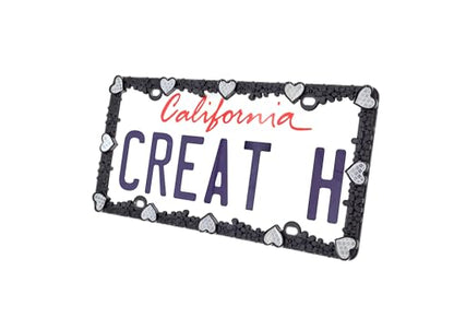 3D Daisy Heart License Plate Frame from Pure Zinc Alloy Metal Perfect Plate Holder