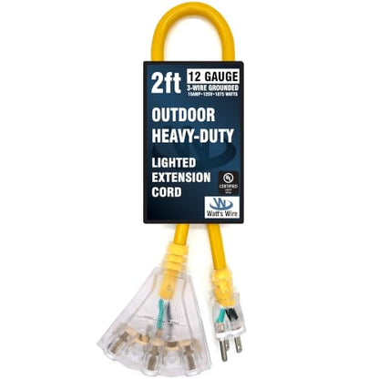 2 ft Short Outdoor Extension Cord (2 Foot)