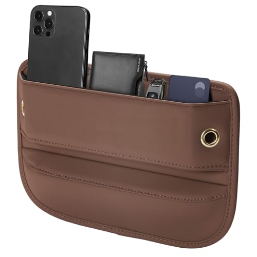 Premium Leather Car Seat Gap Filler Organizer