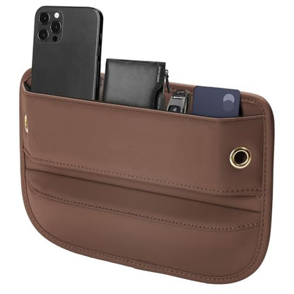 Premium Leather Car Seat Gap Filler Organizer