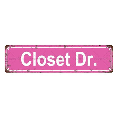 CLOSET DR SPACE Metal Tin Street Sign Bar Cafe Garage Cave Home Room Wall Bathroom Farmhouse Garden Porch Patio Decor