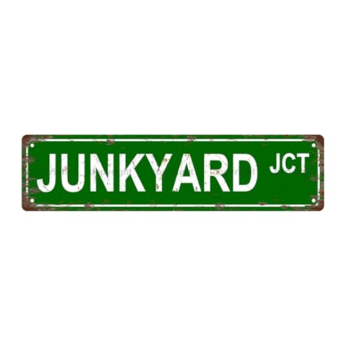 JUNKYARD JCT SPACE Metal Tin Street Sign Bar Cafe Garage Cave Home Room Wall Bathroom Farmhouse Garden Porch Patio Decor