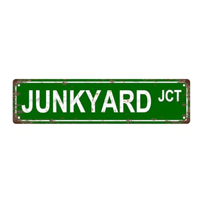 JUNKYARD JCT SPACE Metal Tin Street Sign Bar Cafe Garage Cave Home Room Wall Bathroom Farmhouse Garden Porch Patio Decor