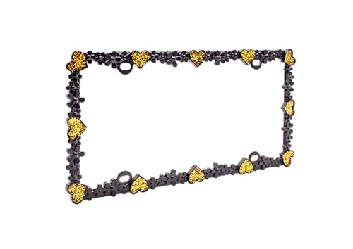 3D Shining Daisy Heart License Plate Frame from Pure Zinc Alloy Metal Perfect Plate Holder
