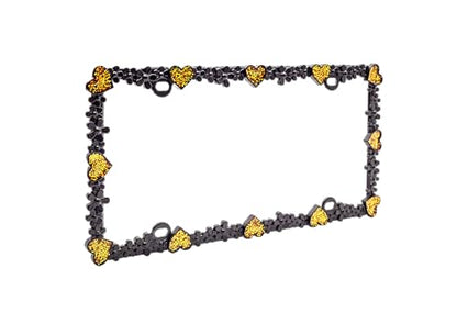 3D Shining Daisy Heart License Plate Frame from Pure Zinc Alloy Metal Perfect Plate Holder