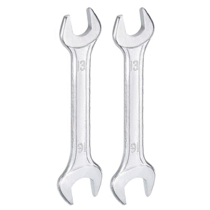 2pcs Double Open End Wrench 13mm x 16mm Metric 15 Degree Offset Angle Small Flat Head Wrench Galvanizing Open Ended Spanner for Automotive Repair Furniture Assembly (2 Count)