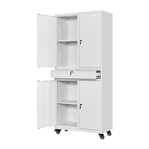 Metal Garage Storage Cabinet with Locking Doors and Adjustable Shelves