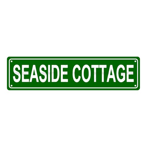 SEASIDE COTTAGE SPACE Metal Tin Street Sign Bar Cafe Garage Cave Home Room Wall Bathroom Farmhouse Garden Porch Patio Decor
