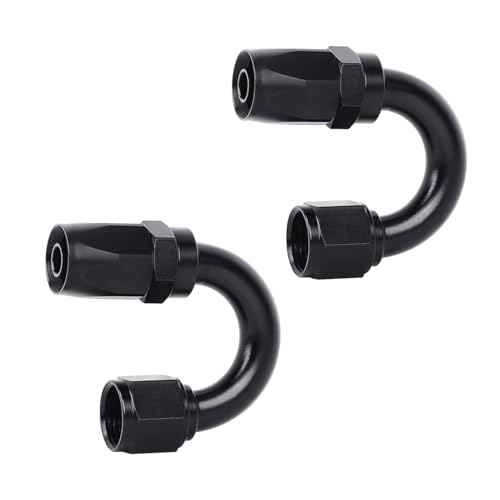 Swivel 6AN Fitting 180 Degree For CPE Braided Hose End Black 2Pcs (2 Count)