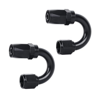 Swivel 6AN Fitting 180 Degree For CPE Braided Hose End Black 2Pcs (2 Count)