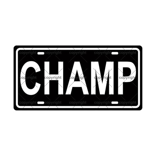CHAMP CHAMPION SPACE Metal Tin Sign License Plate Bar Cafe Garage Cave Home Room Wall Bathroom Farmhouse Garden Porch Patio Decor