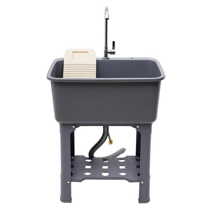 Free Standing Utility Sink with Washboard Laundry Tub Sink for Outdoor