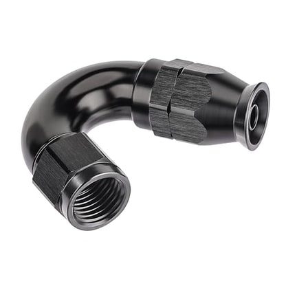 4AN 150 Degree PTFE One Piece Full Flow End Hose Fitting Aluminum Black